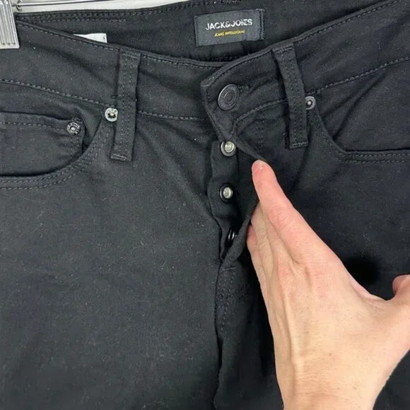 Jack & Jones Stretch Slim Glenn Fit Black Denim Jeans Mens Size 28 x 32 Pant NEW - Picture 10 of 15